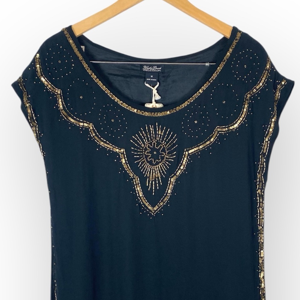 NWT Lucky Brand Black Beaded Dress size Medium